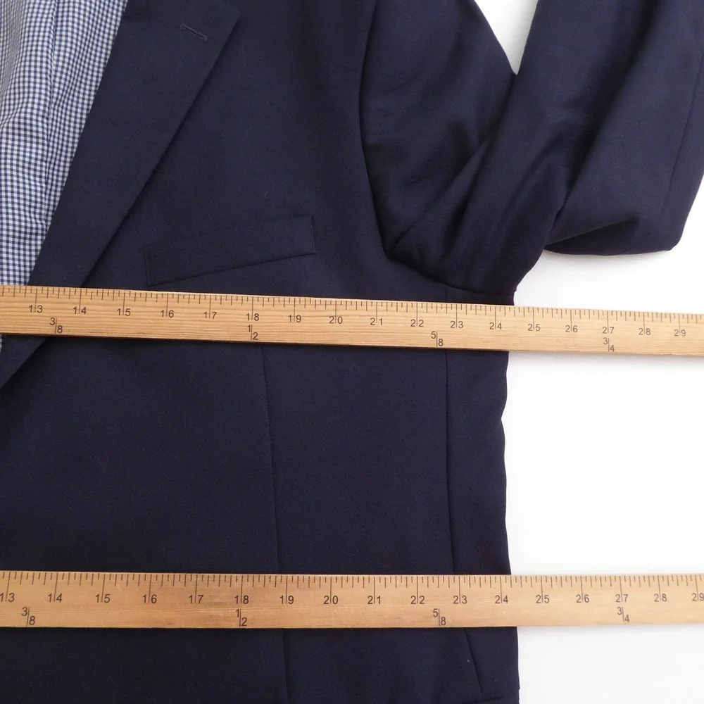 Stafford Mens Blazer Blue Wool Regular Fit 2 Button 48 Long